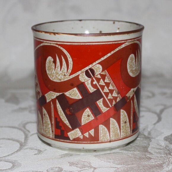 Otagiri Style Speckled Stoneware Mug | MCM Geometric Abstract Design - Picture 2 of 16